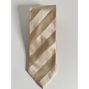 DANIEL MILANO Men's 100% Silk XL Necktie ITALY Designer STRIPED Yellow/Gold